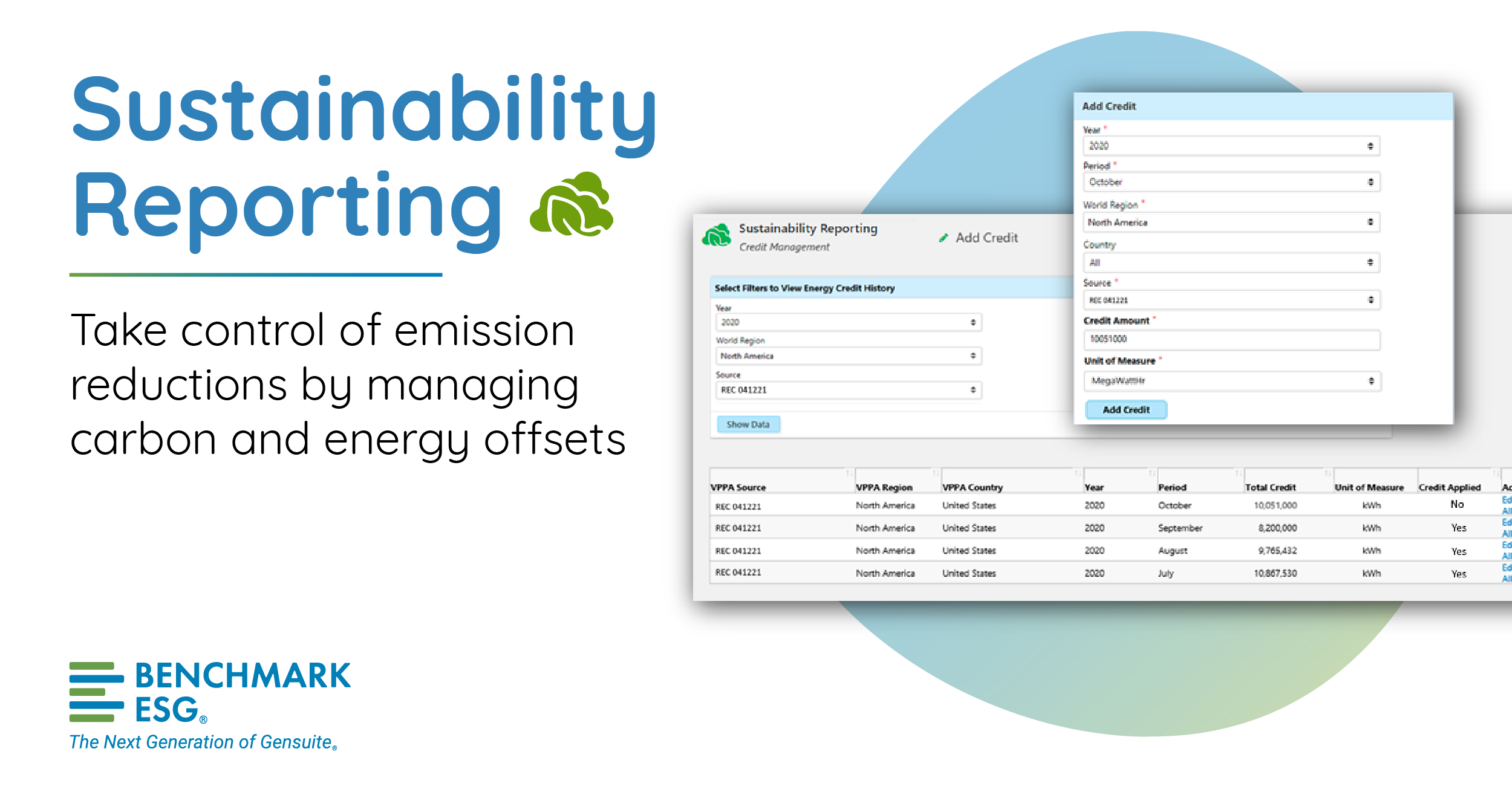 screenshot of Benchmark Gensuite Sustainability